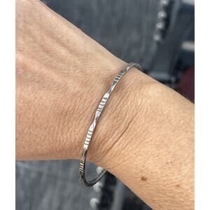 Vintage Mexico 925 Sterling Silver Stamped Bangle Minimalist Southwest Style